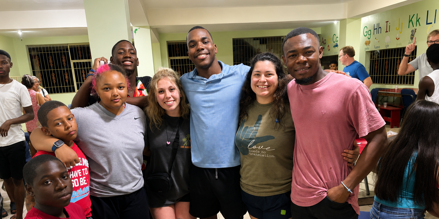 Young people and volunteers together at Helping Hands Orphanage